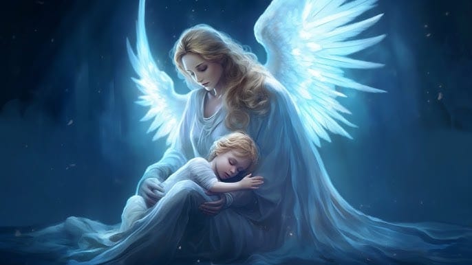 Guardian angel with baby