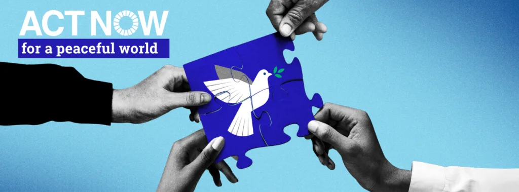 Peacefulworld blue banner en