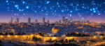 Digital network overlay israel jerusalem skyline dusk dome 355282763.web
